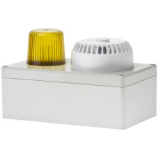 Blitzleuchte Hugentobler Typ 110 mit Sirene 24VDC 5Ws gelb