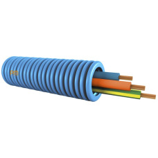 Installationsrohr vorverdrahtet KRFWG PM M20 blau H07V-U 3x1.5mm² orange/grau/gelb-grün - Länge 100m
