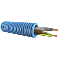 Installationsrohr vorverdrahtet KRFWG PM M20 blau H07V-U 4x1.5mm² blau/grau/braun/gelb-grün - Länge 100m