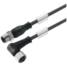 Kabel Weidmüller M12/M12 4L 1m Stift gerade/Buchse gewinkelt PVC schwarz A