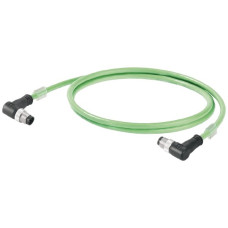 Schleppkettenkabel Weidmüller Cat.5 PUR 2xM12 Stift gewinkelt 10m grün