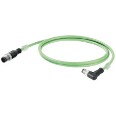 Schleppkettenkabel Weidmüller Cat.5 PUR 2xM12 Stift gewinkelt 3m grün