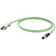 Schleppkettenkabel Weidmüller Cat.5 PUR M12 Stift gerade/RJ45 1m grün