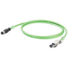 Schleppkettenkabel Weidmüller Cat.5 PUR M12 Stift gewinkelt/RJ45 5m grün