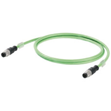 Schleppkettenkabel Weidmüller Cat.5 PUR M12 Stift/M12 Stift gerade 20m grün