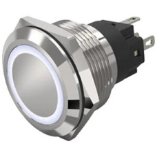 Leuchtdrucktaster EAO 82 1COM 230V Lötanschluss flach Ø22mm tastend weiss