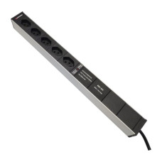 Steckdosenleiste 19" 1HE 5xT13 Td3x1mm² 3m T12 F=10A SPD Filter schwarz