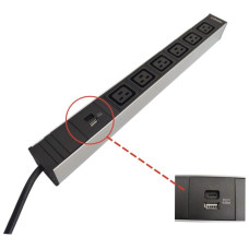 Steckdosenleiste 19" 1HE 6xC19/1xUSB-A/1xUSB-C Td3x1.5mm² 3m C20 schwarz