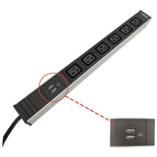 Steckdosenleiste 19" 1HE 6xC19/2xUSB-A Td3x1.5mm² 3m C20 schwarz