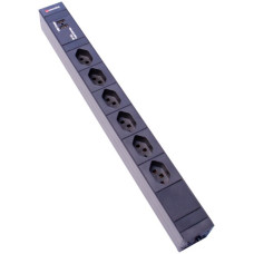 Steckdosenleiste 19" 1HE 6xT23 Td3x1.5mm² 3m Stecker T12 USB schwarz