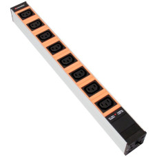 Steckdosenleiste 19" 1HE 8xC13 IEC320 Td3x1.5mm² 3m Stecker C20 orange/schwarz