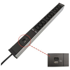 Steckdosenleiste 19" 1HE 9xC13/1xUSB-A/1xUSB-C Td3x1mm² 3m C14 F=10A schwarz
