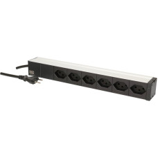 Steckdosenleiste 6xT13 Td 3m 3x1.5mm² mit AP-Befestigungslaschen alu-schwarz