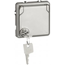 UP-Steckdose Soliroc SCHUKO verchromt mit abschliessbarem Klappdeckel