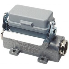Sockelgehäuse A10 PROCON Alu H=52mm Klappdeckel LVB, o.KV 2×M20 Stutzen seitlich