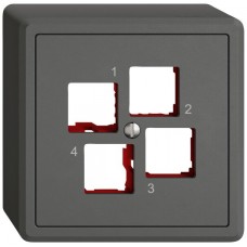 AP-Montageset EDIZIO.liv EASYNET S-One SNAPFIX gerade 4xRJ45 dunkelgrau