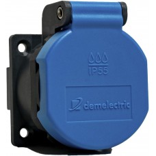 EB-Steckdose T13 Demelectric IP55 10A 230V mit Dichtung anthrazit/Deckel blau