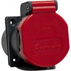 EB-Steckdose T25 Demelectric IP55 16A 400V mit Dichtung anthrazit/Deckel rot