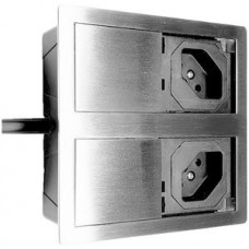 EB-UP-Steckdose 2×Typ 13 Karch mit Kabel Chrom IP54