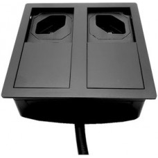 EB-UP-Steckdose 2×Typ 13 Karch mit Kabel schwarz-matt