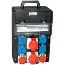 Wand-Stromverteiler Hartgummi 4xT23,2xT25,2xCEE 5L 16A IP44
