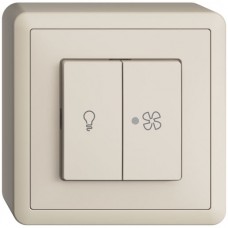 AP-L-Druckschalter Licht/Ventilation EDIZIOdue 3+3/1L crema LED gelb FX.39