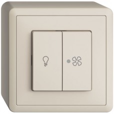 AP-L-Druckschalter Licht/Ventilation EDIZIOdue 3+3/1L crema LED gelb FX.54