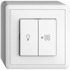 AP-L-Druckschalter Licht/Ventilation EDIZIOdue 3+3/1L weiss LED gelb FX.54