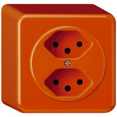 AP-Steckdose Hager basico 2×T13 orange H=54mm