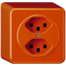 AP-Steckdose Hager basico 2×T23 orange mit Steckklemmen