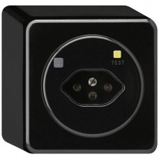 AP-Steckdose Hager basico T13 FI 30mA schwarz mit Shutter