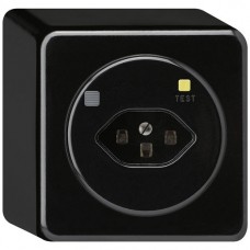 AP-Steckdose Hager basico T23 FI 30mA schwarz mit Shutter