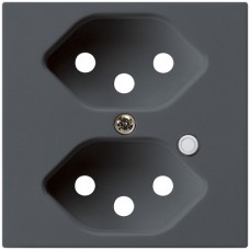 Frontplatte zu Steckdose Hager kallysto, 2×T13, beleuchtet, H, anthrazit