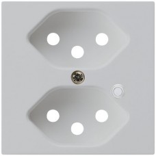 Frontplatte zu Steckdose Hager kallysto, 2×T13, beleuchtet, H, lichtgrau