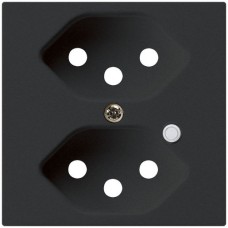 Frontplatte zu Steckdose Hager kallysto, 2×T13, beleuchtet, H, schwarz