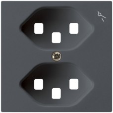Frontplatte zu Steckdose Hager kallysto, 2×T13, 1×S, H, anthrazit