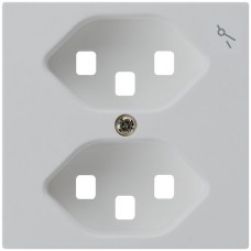 Frontplatte zu Steckdose Hager kallysto, 2×T13, 1×S, H, lichtgrau