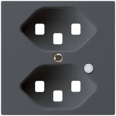 Frontplatte zu Steckdose Hager kallysto, 2×T23, beleuchtet, H, anthrazit