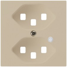 Frontplatte zu Steckdose Hager kallysto, 2×T23, beleuchtet, H, beige