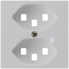 Frontplatte zu Steckdose Hager kallysto, 2×T23, beleuchtet, H, lichtgrau
