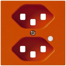 Frontplatte zu Steckdose Hager kallysto, 2×T23, beleuchtet, H, orange