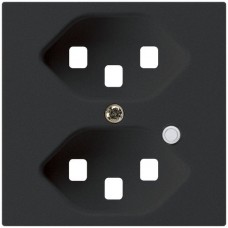 Frontplatte zu Steckdose Hager kallysto, 2×T23, beleuchtet, H, schwarz