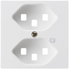 Frontplatte zu Steckdose Hager kallysto, 2×T23, beleuchtet, H, ultraweiss
