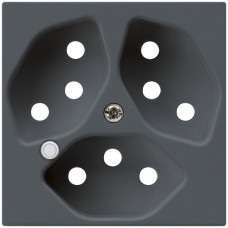 Frontplatte zu Steckdose Hager kallysto, 3×T13, beleuchtet, H, anthrazit