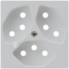 Frontplatte zu Steckdose Hager kallysto, 3×T13, beleuchtet, H, lichtgrau