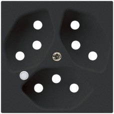 Frontplatte zu Steckdose Hager kallysto, 3×T13, beleuchtet, H, schwarz