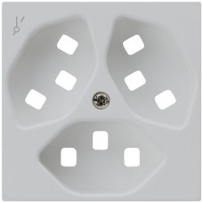 Frontplatte zu Steckdose Hager kallysto, 3×T23, 1×S, H, lichtgrau