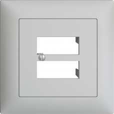 UP-Frontset EDIZIOdue hellgrau 88x88mm 4xRJ45 FMI