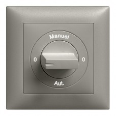 Frontset 0-Auto-0-Main EDIZIOdue dunkelgrau 88×88mm für Drehschalter