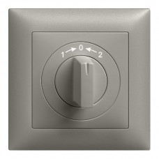 Frontset EDIZIOdue 1->0<-2 dunkelgrau 88×88mm für Drehschalter